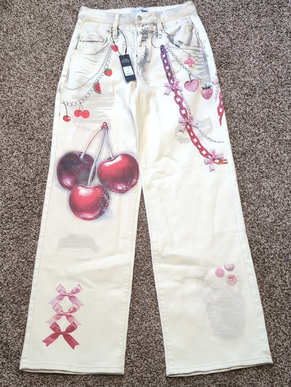 Fashion Nova Wide Leg Printed Jeans NEW Size 11